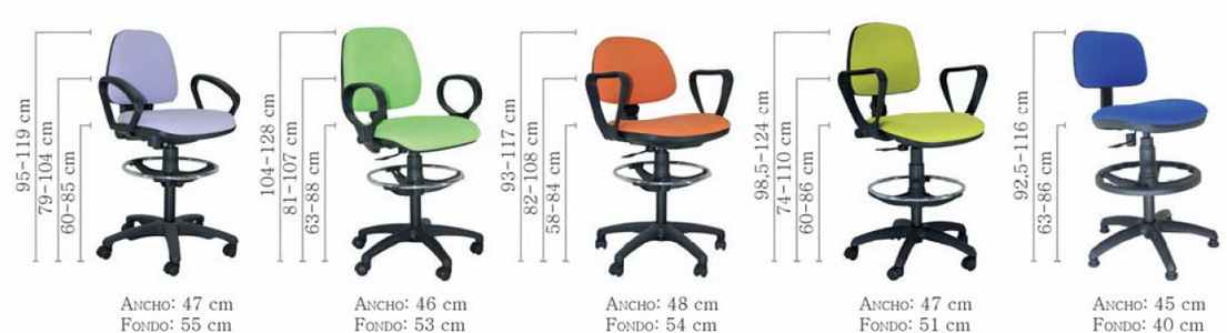 taburetes medidas altura respaldo